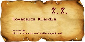 Kovacsics Klaudia névjegykártya